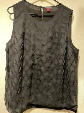 Vince Camuto Black Sleeveless Diamond-Texture Top. Sz XL